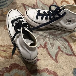Converse Womens size 7 White High-Top Sneakers with leather platform